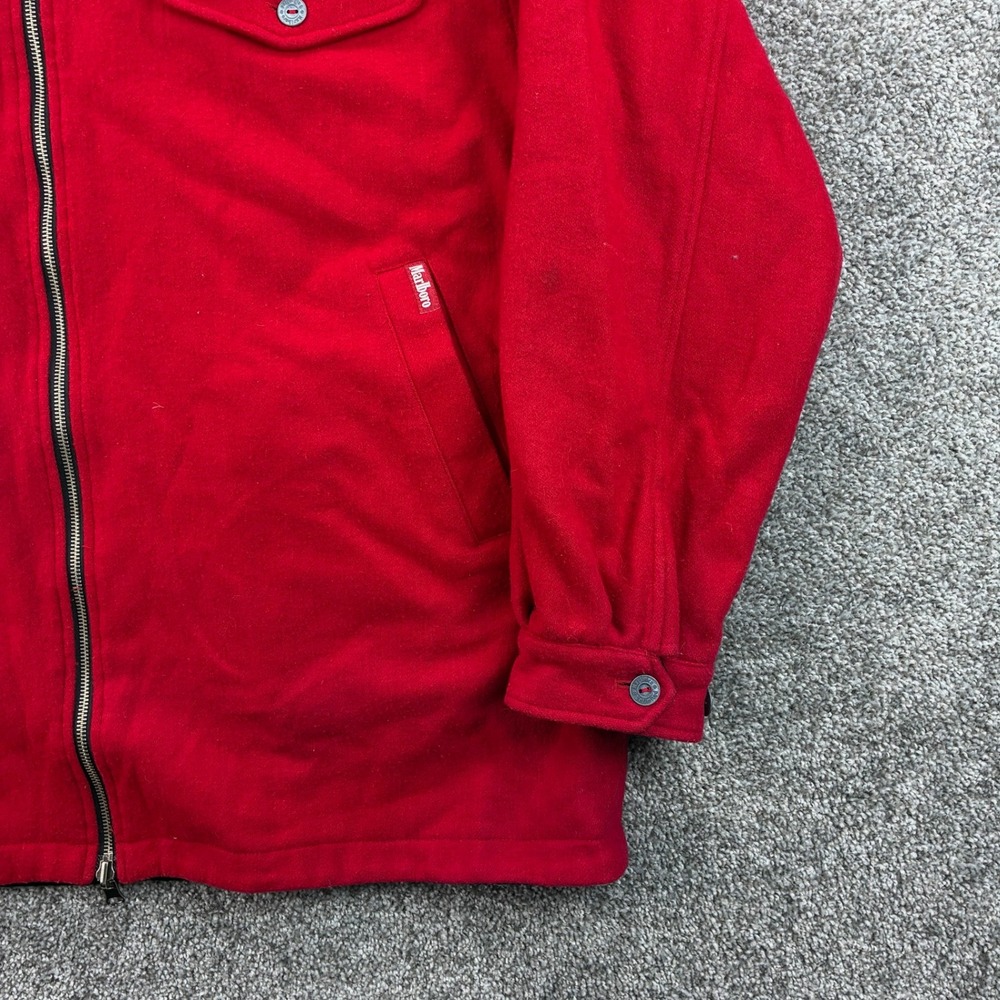 Vintage Marlboro Jacket Mens XL Red Black Full Zip Reversible Wool Smoking - Picture 3 of 7